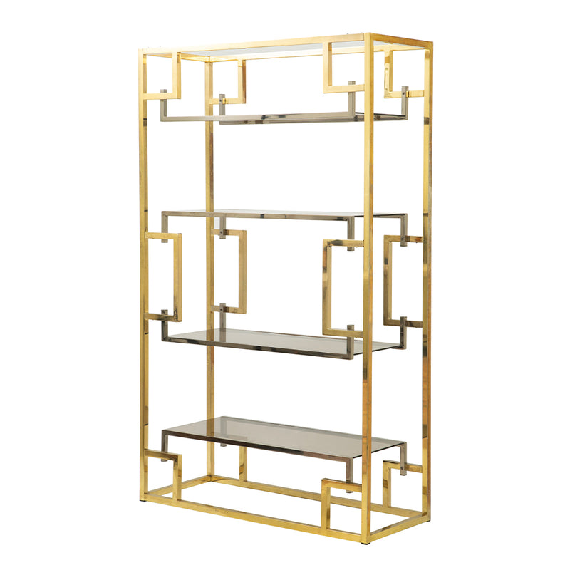 Four Shelf Brass and Stainless Steel Bookcase by Romeo Rega