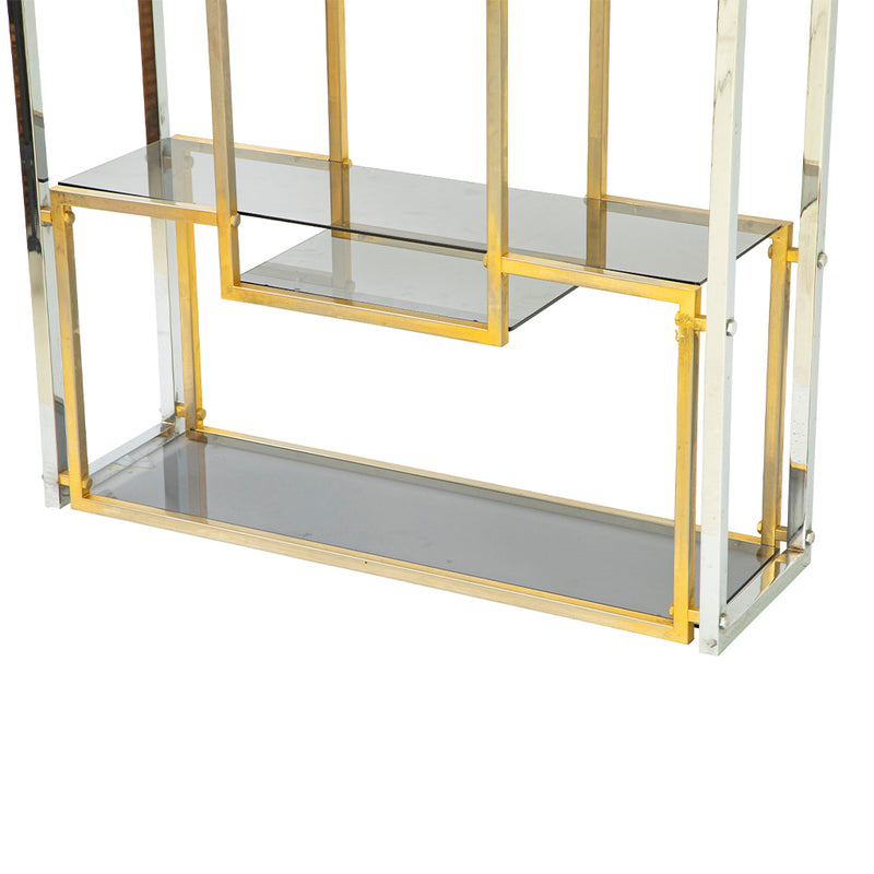 Brass and Stainless Steel Bookcase by Romeo Rega