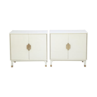 A Pair of Ivory Lacquered Chests with Brass Hardware