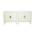 A Pair of Ivory Lacquered Chests with Brass Hardware