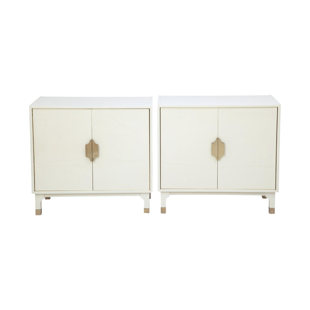A Pair of Ivory Lacquered Chests with Brass Hardware