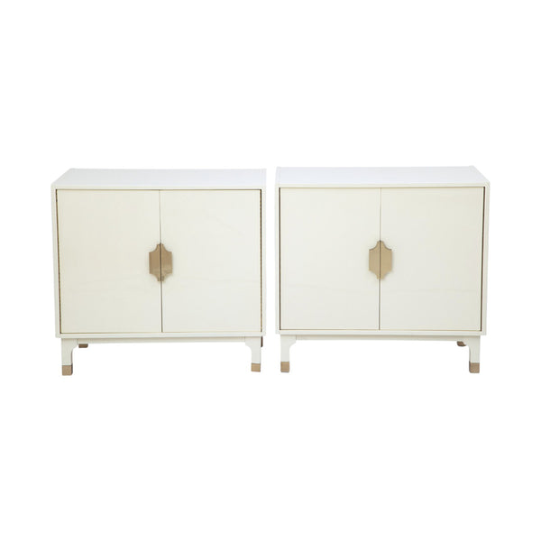 A Pair of Ivory Lacquered Chests with Brass Hardware