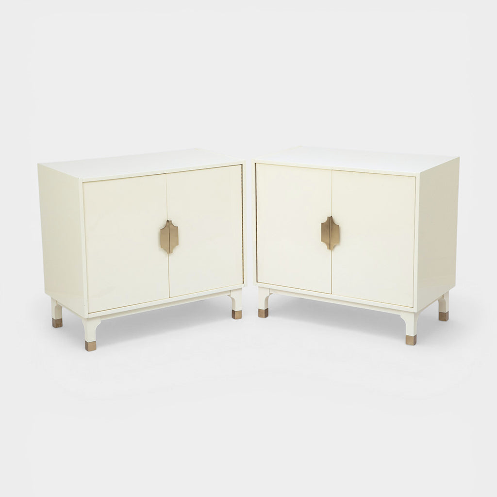 A Pair of Ivory Lacquered Chests with Brass Hardware