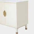 A Pair of Ivory Lacquered Chests with Brass Hardware