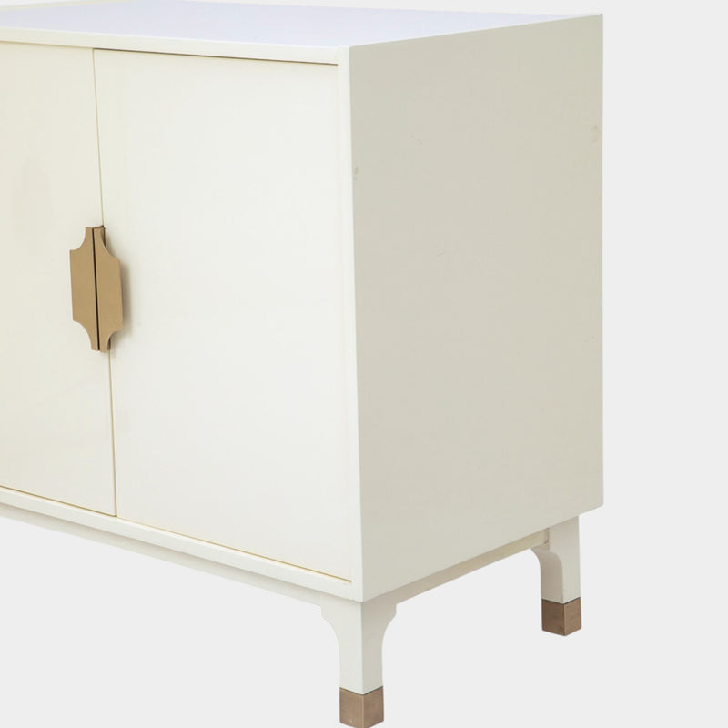 A Pair of Ivory Lacquered Chests with Brass Hardware