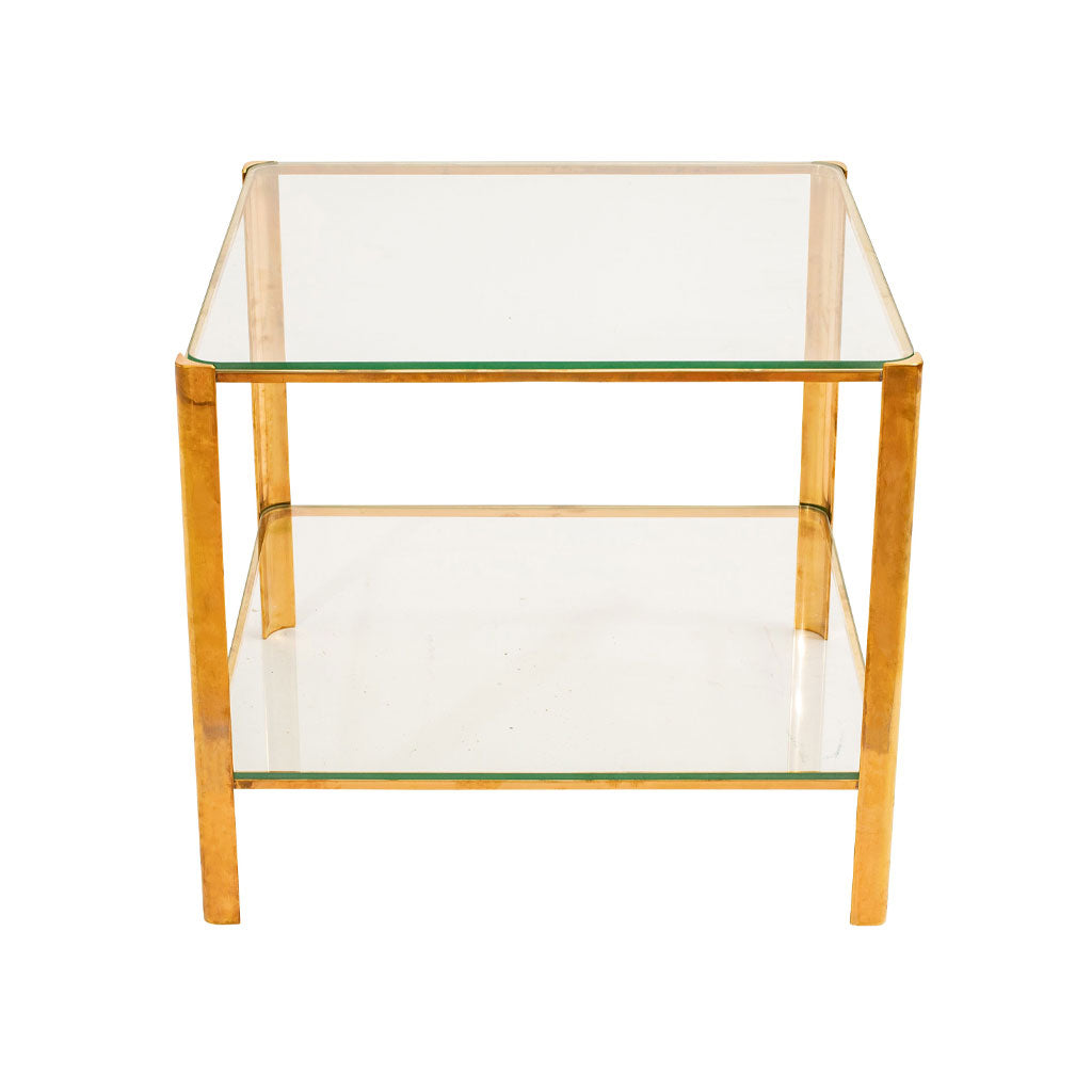 Vintage French Glass And Brass Side Table by Jacques Quinet