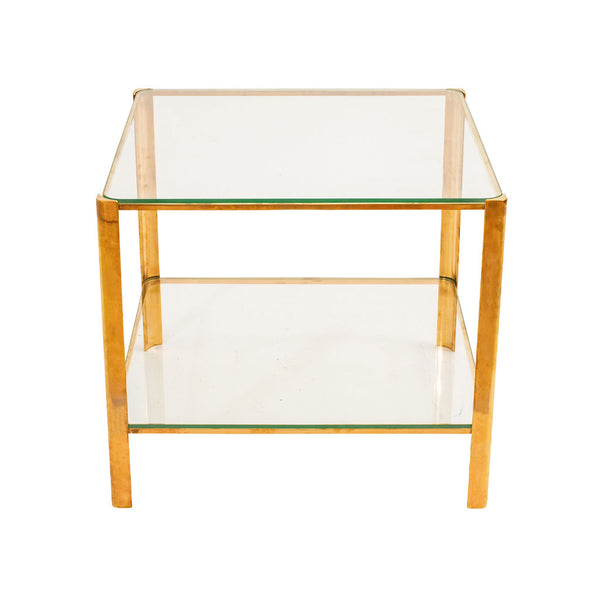 Vintage French Glass And Brass Side Table by Jacques Quinet