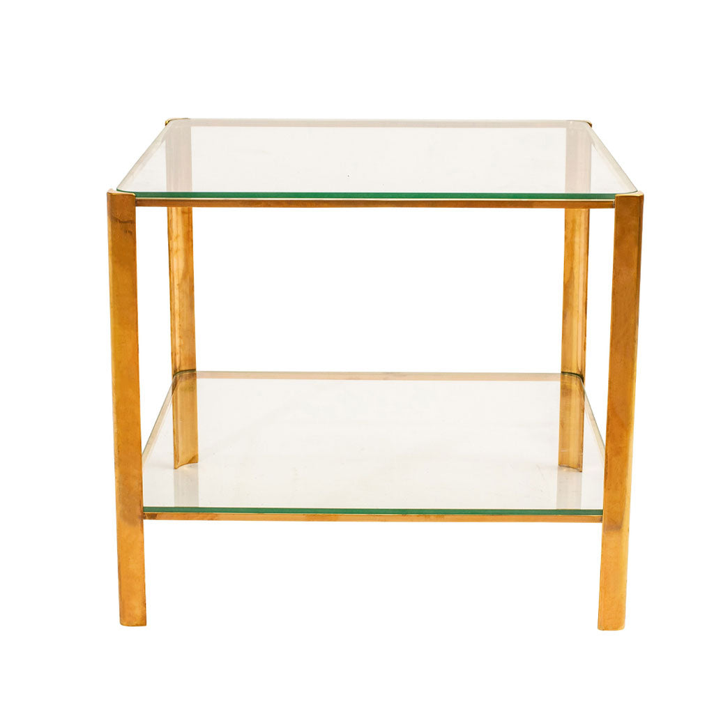 Vintage French Glass And Brass Side Table by Jacques Quinet