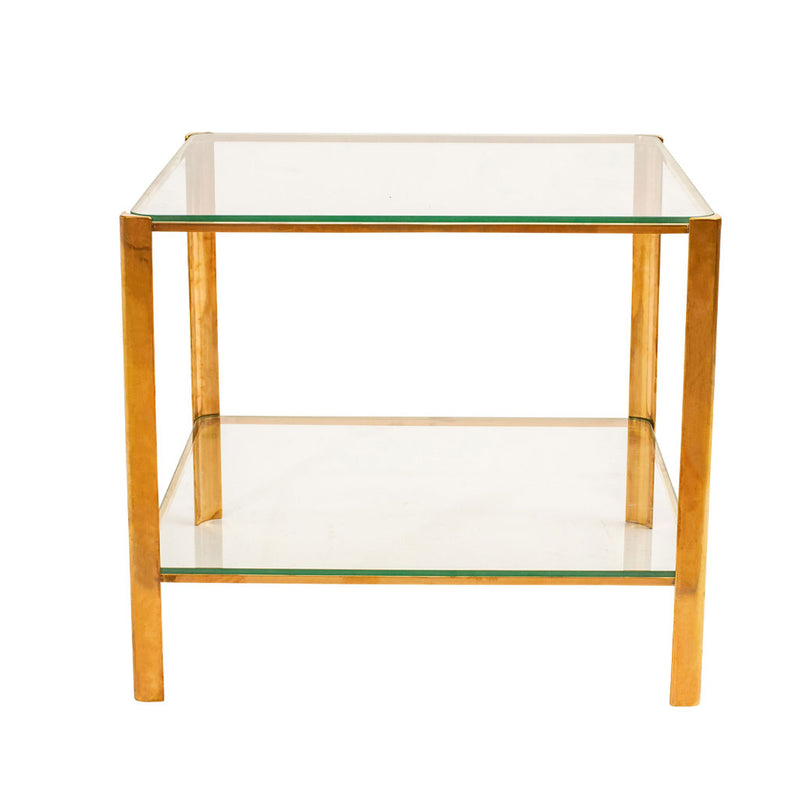 Vintage French Glass And Brass Side Table by Jacques Quinet