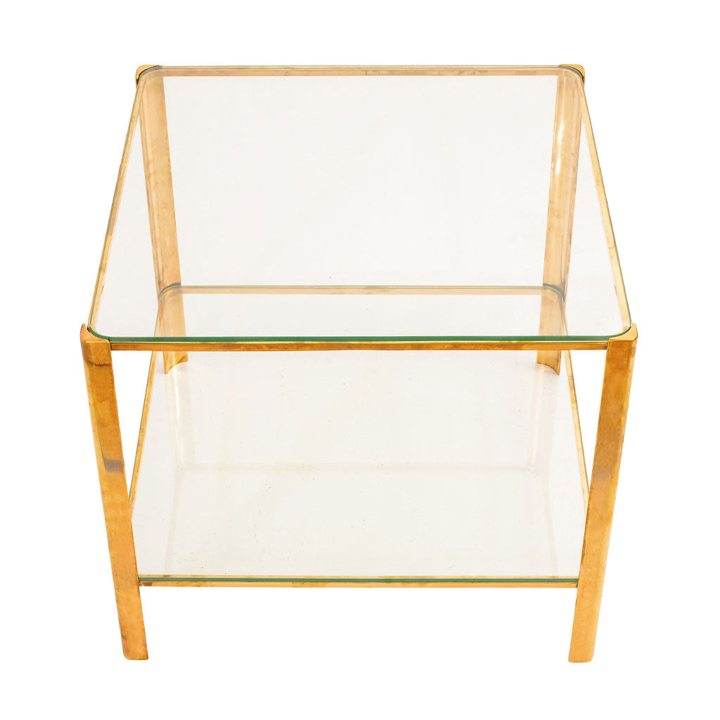 Vintage French Glass And Brass Side Table by Jacques Quinet