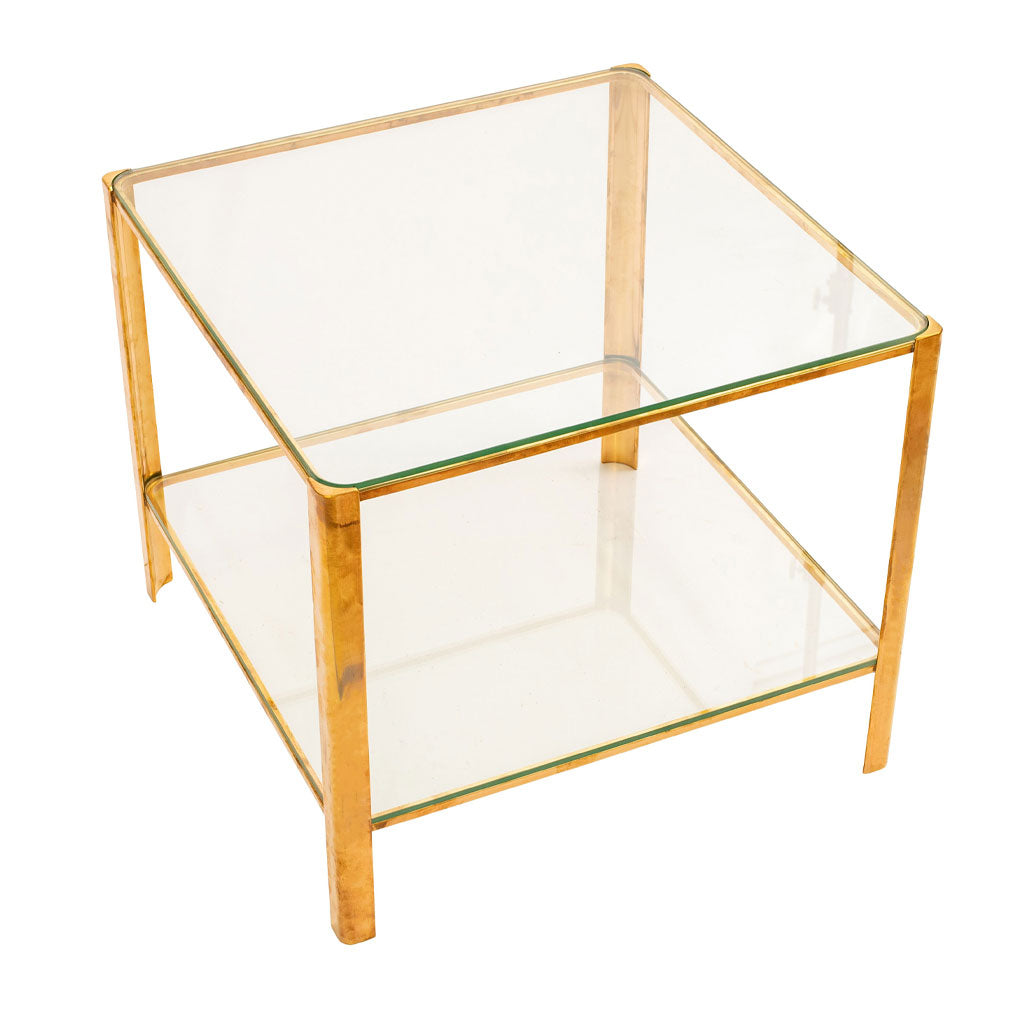 Vintage French Glass And Brass Side Table by Jacques Quinet