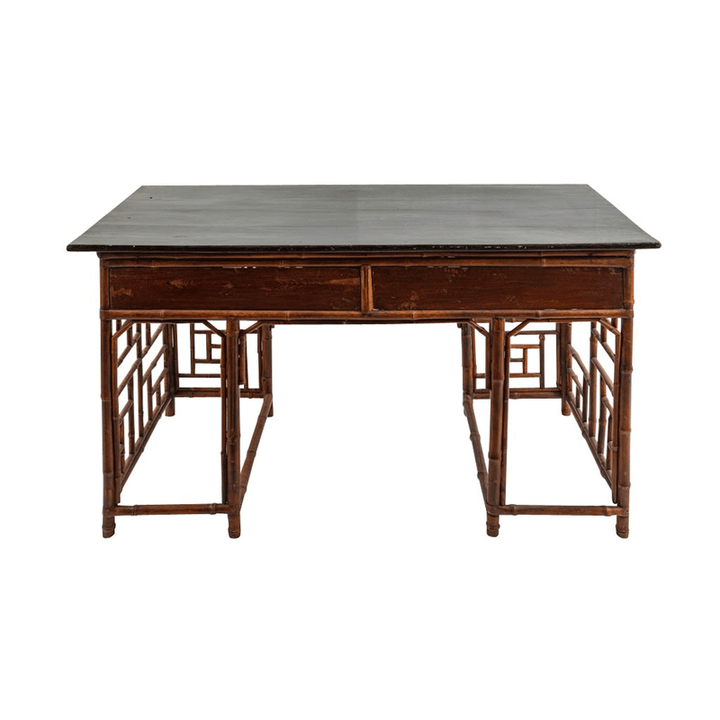 Lacquered Bamboo Chinoiserie Desk
