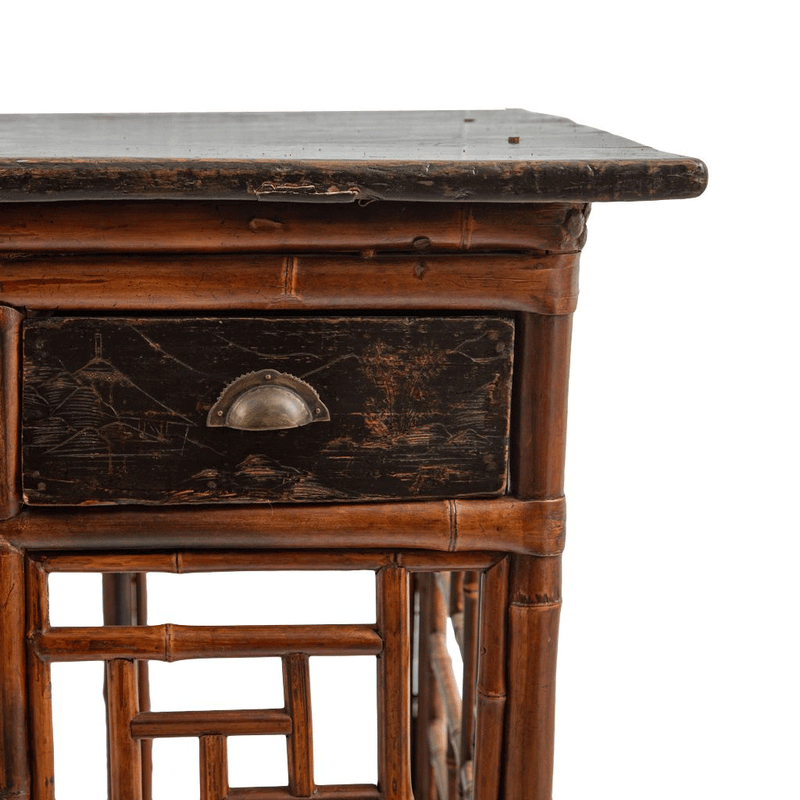 Lacquered Bamboo Chinoiserie Desk