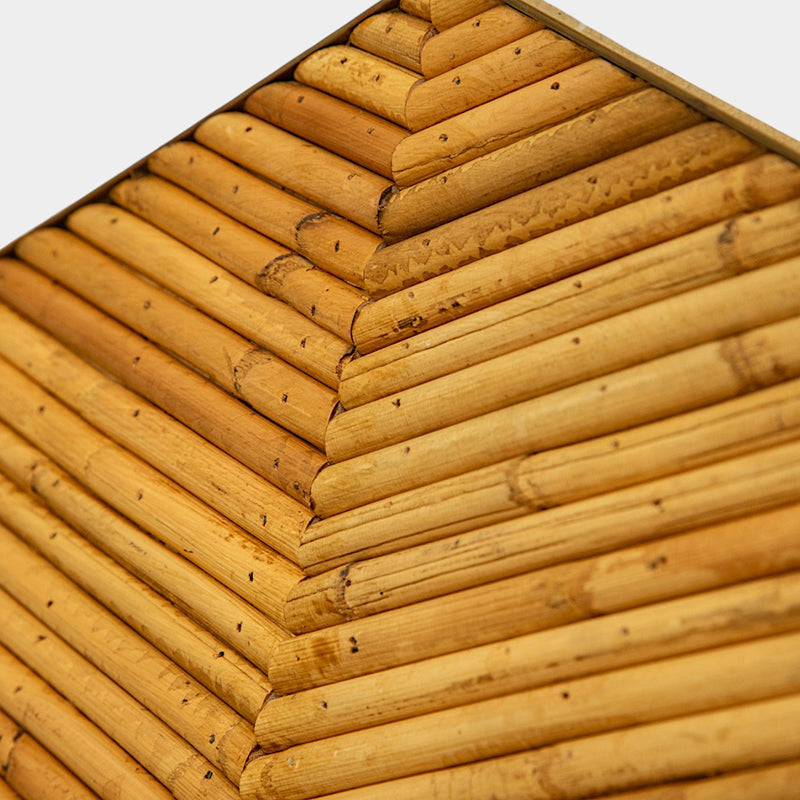 A Pair of Octagonal Shaped Pencil Rattan Mirrors with Brass Accents attributed to Vivai del Sud