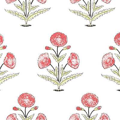 Papavero - Coral & Celery (Wallpaper Memo)