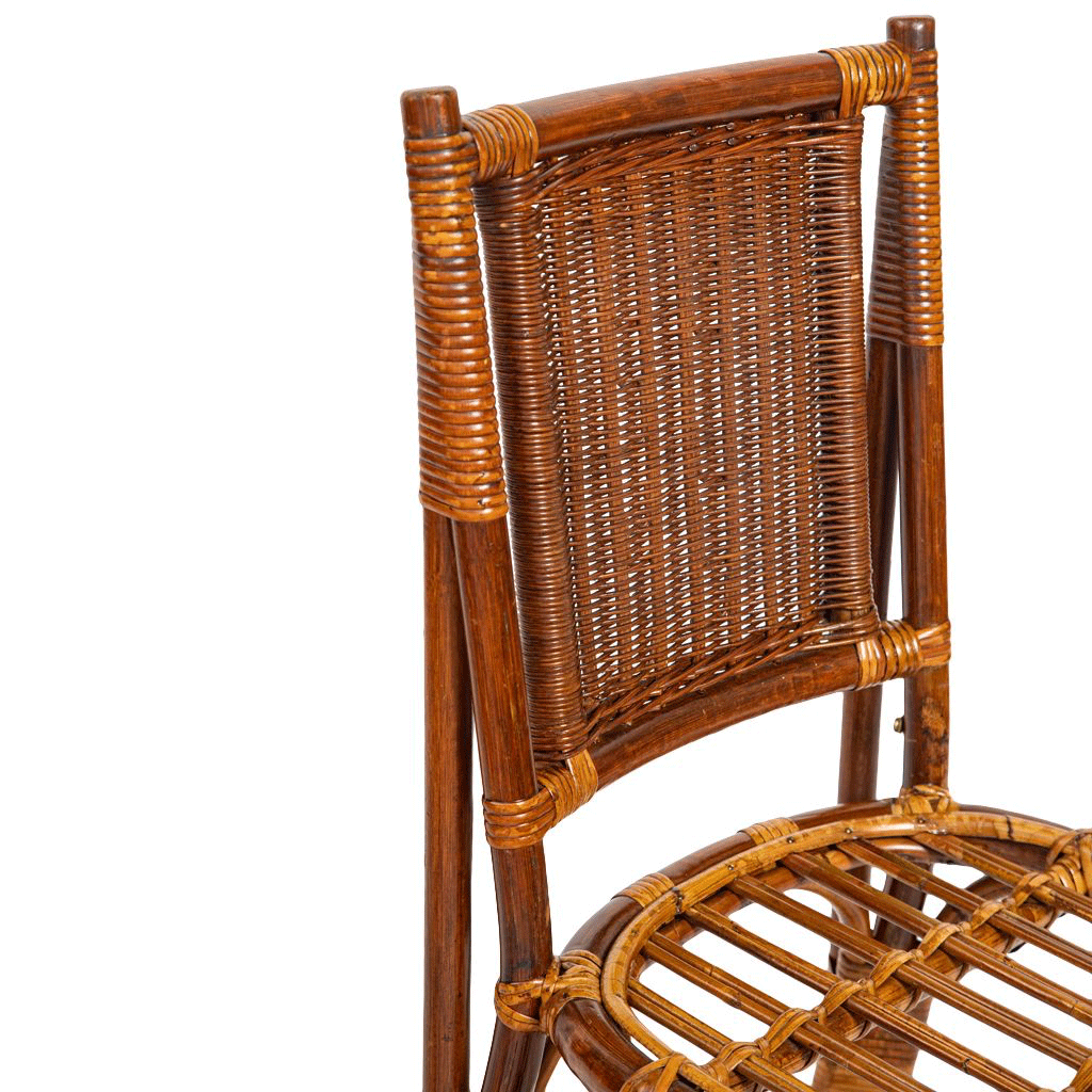Pair of Vintage Bielecky Rattan and Wicker Chairs with Woven Seat