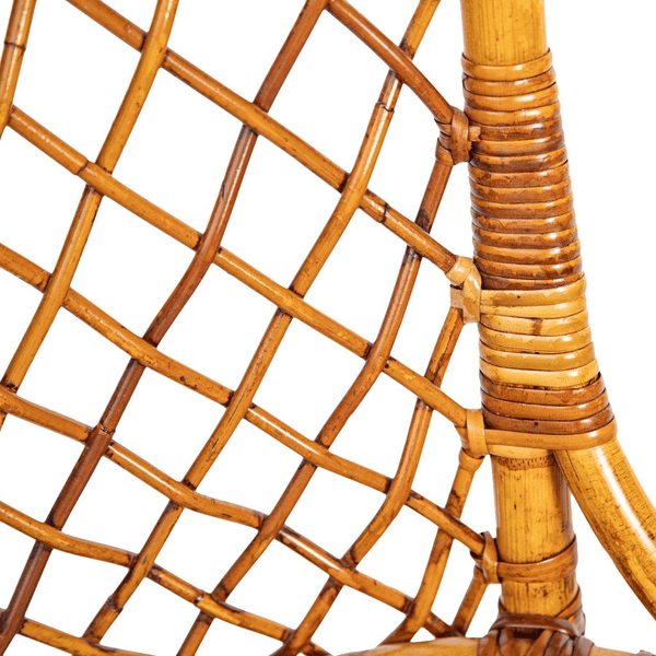 A Near Pair of Vintage Bielecky Round Rattan Chairs with Woven Seat