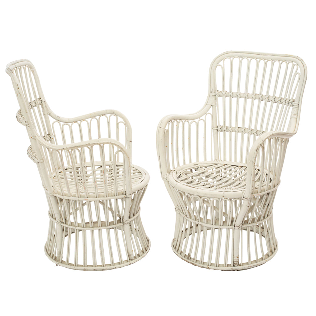 A Pair of Vintage Rattan Armchairs by Bonacina