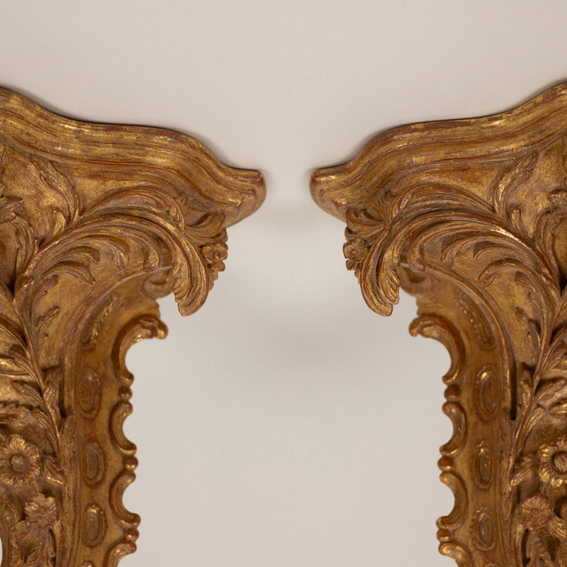 A Pair of Louis XV Style Giltwood Wall Brackets