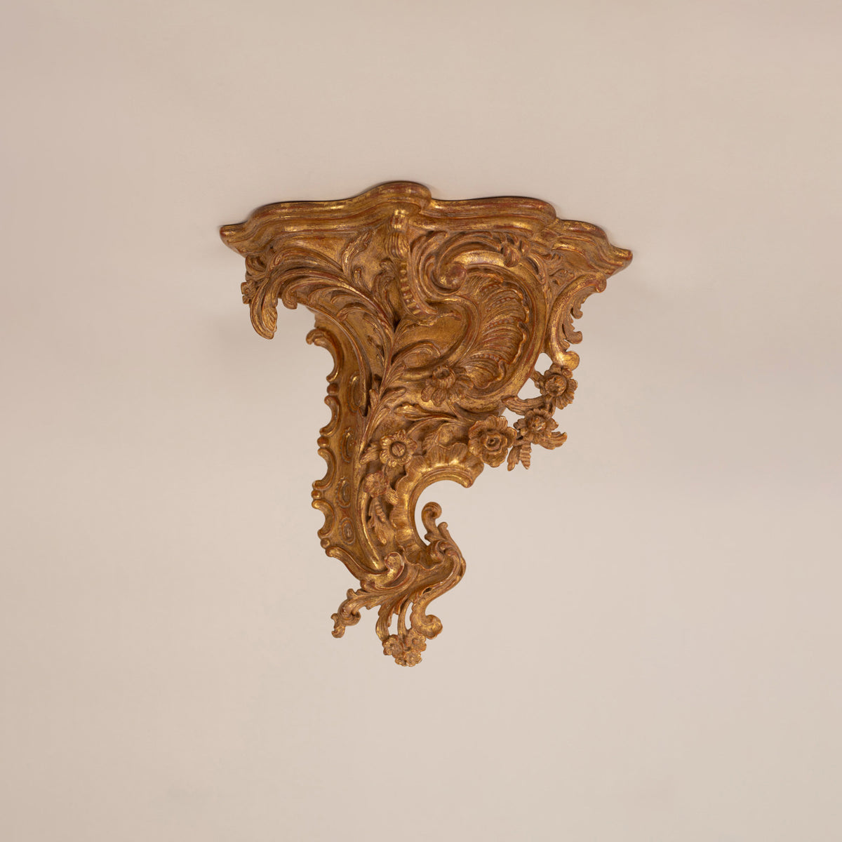 A Pair of Louis XV Style Giltwood Wall Brackets
