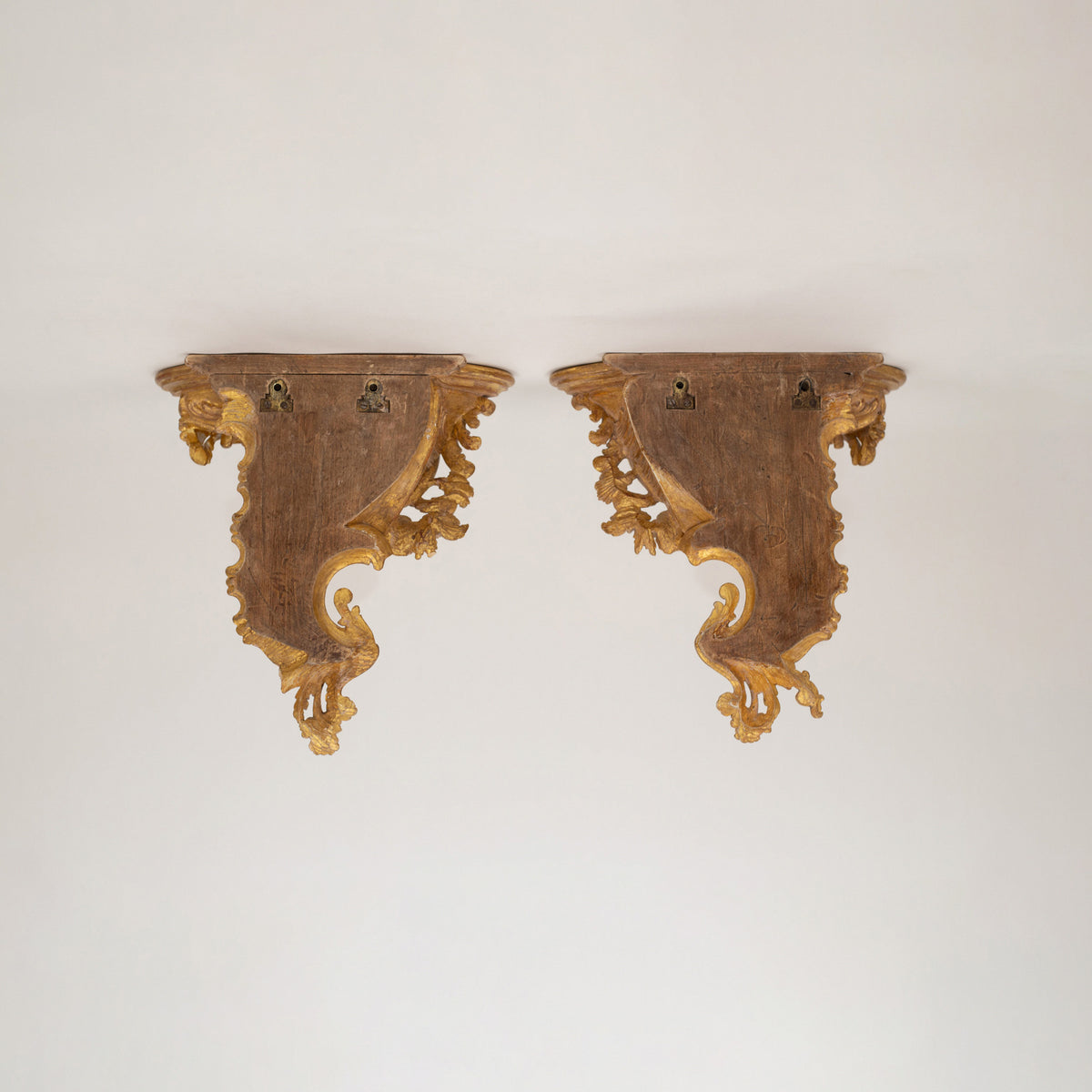 A Pair of Louis XV Style Giltwood Wall Brackets