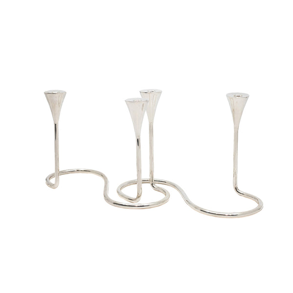 A Pair of Sterling Silver Modern Candelabras