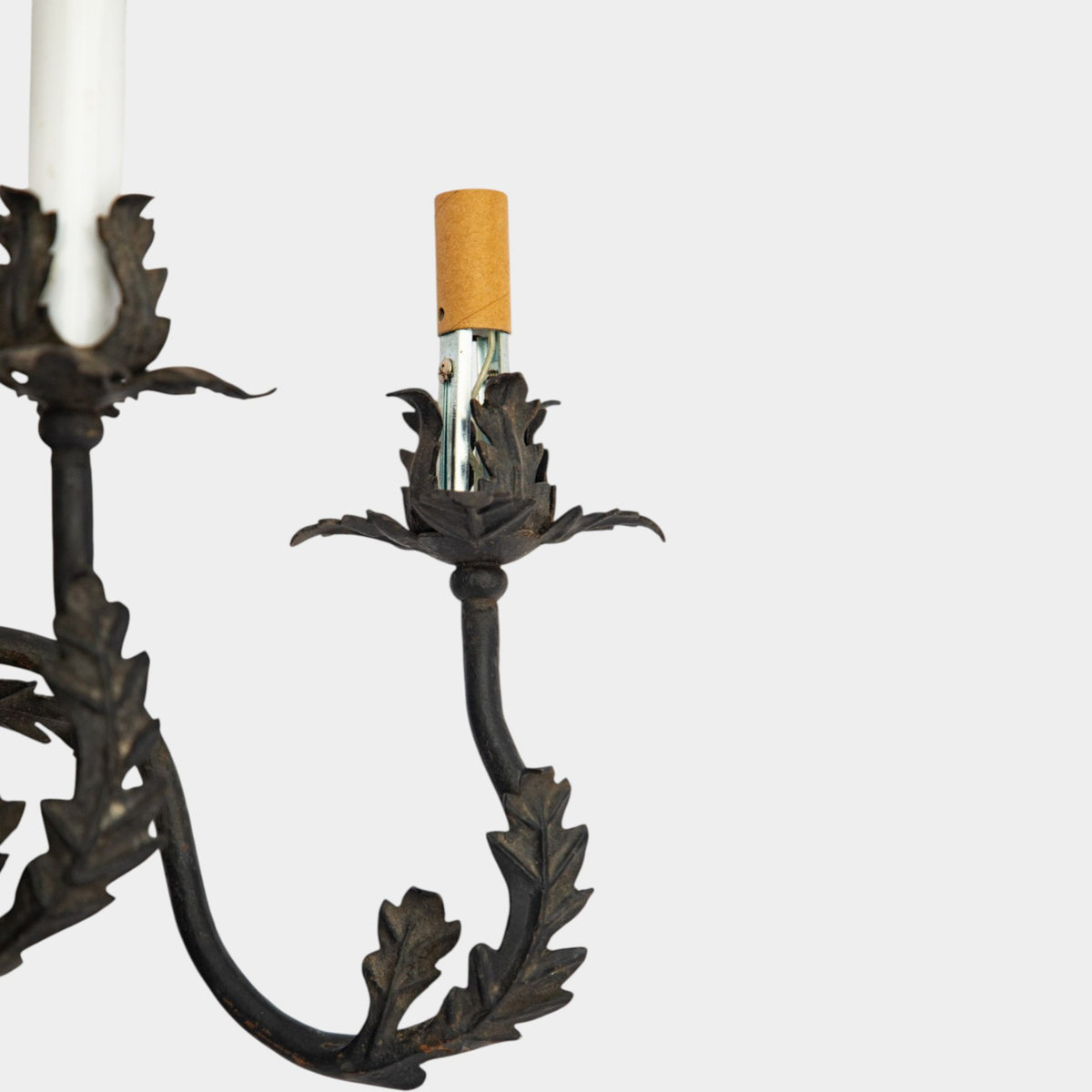 A Pair of French Wrought Iron Three-Arm Sconces
