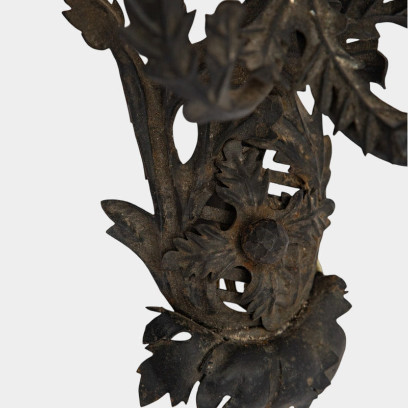 A Pair of French Wrought Iron Three-Arm Sconces