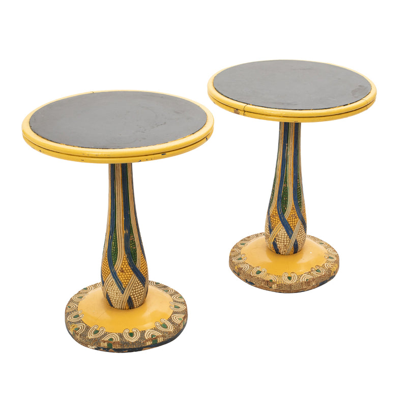 Pair of Jugendstil Slate-Topped Painted Wood Side Tables