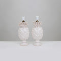 A Pair of Vintage White Faience Pineapple Lamps by Jean Roger