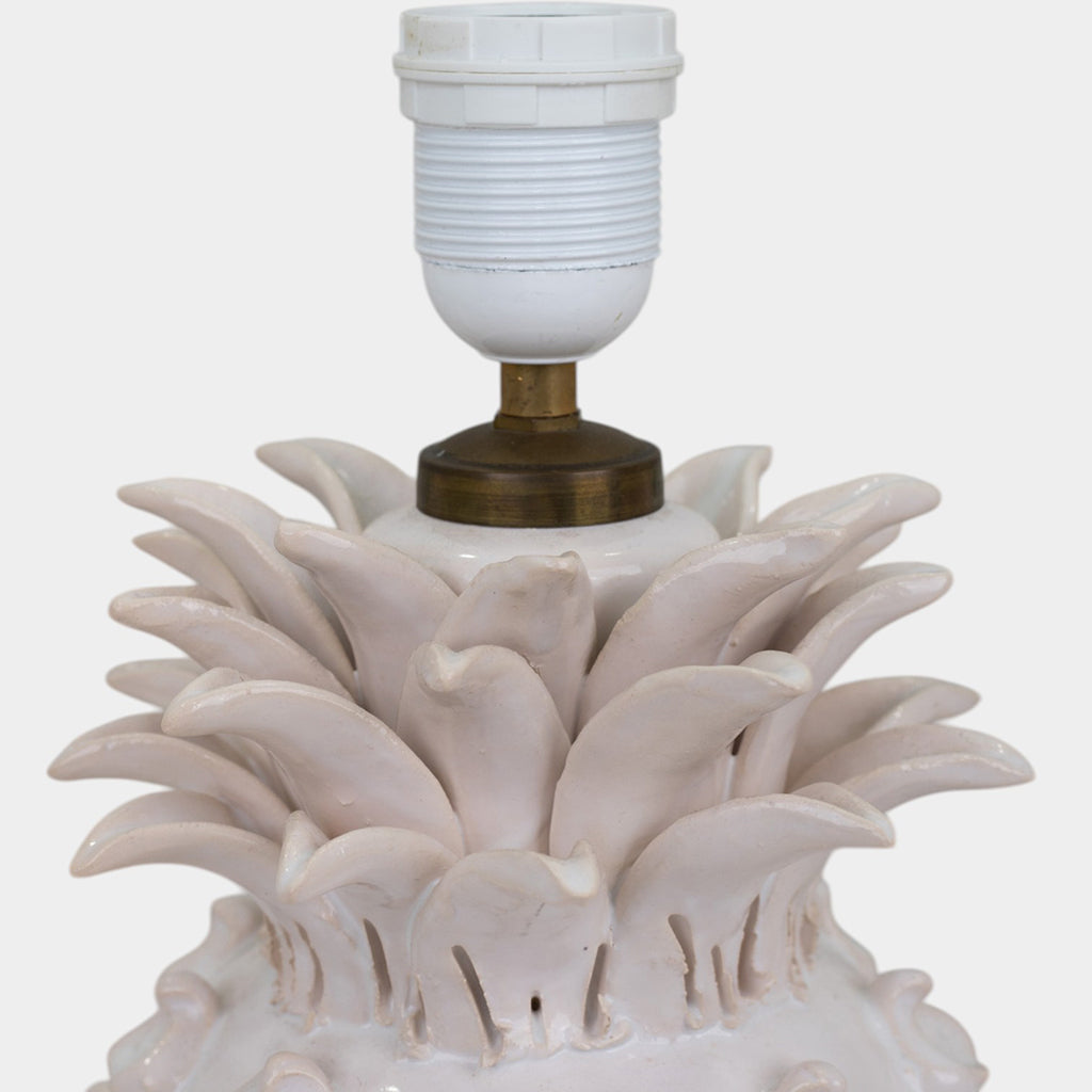 A Pair of Vintage White Faience Pineapple Lamps by Jean Roger