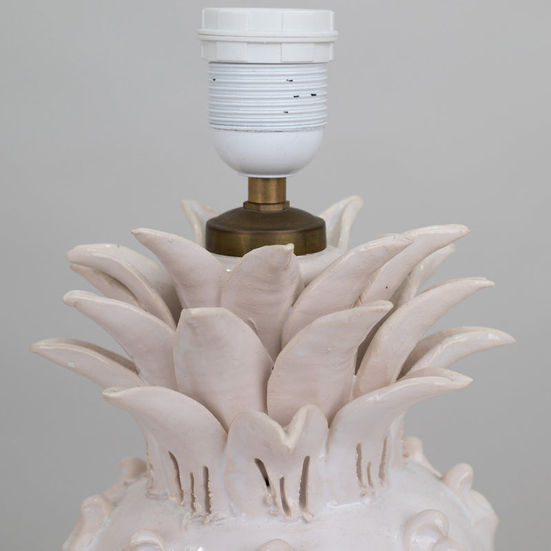 A Pair of Vintage White Faience Pineapple Lamps by Jean Roger