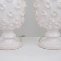 A Pair of Vintage White Faience Pineapple Lamps by Jean Roger
