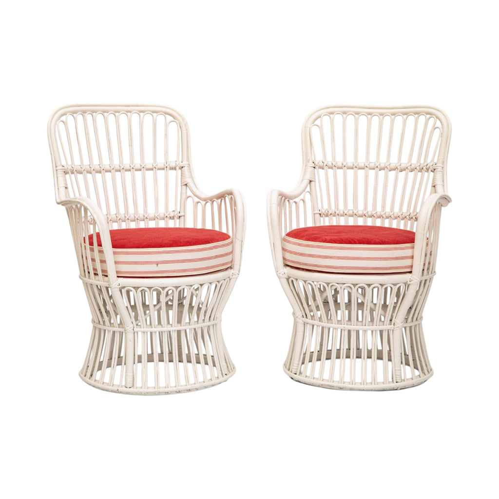 A Pair of Vintage Rattan Armchairs attributed to Luigi Caccia Dominioni