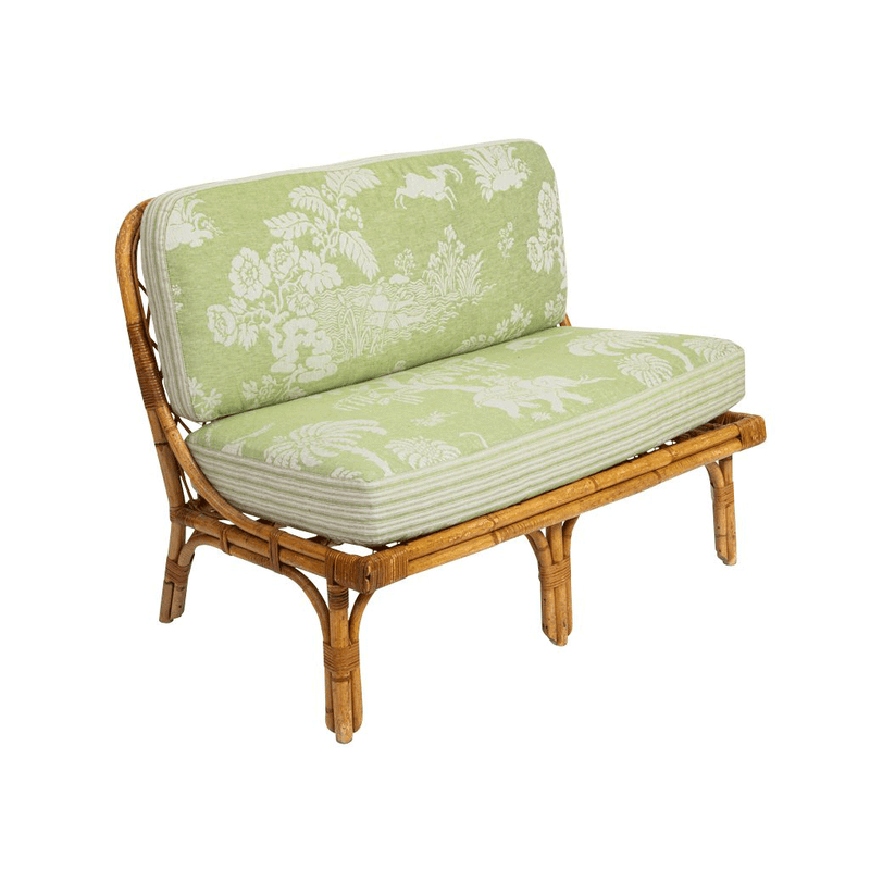 Set of Four Bamboo and Rattan Banquettes in Casa Branca Animal Kingdom Fabric