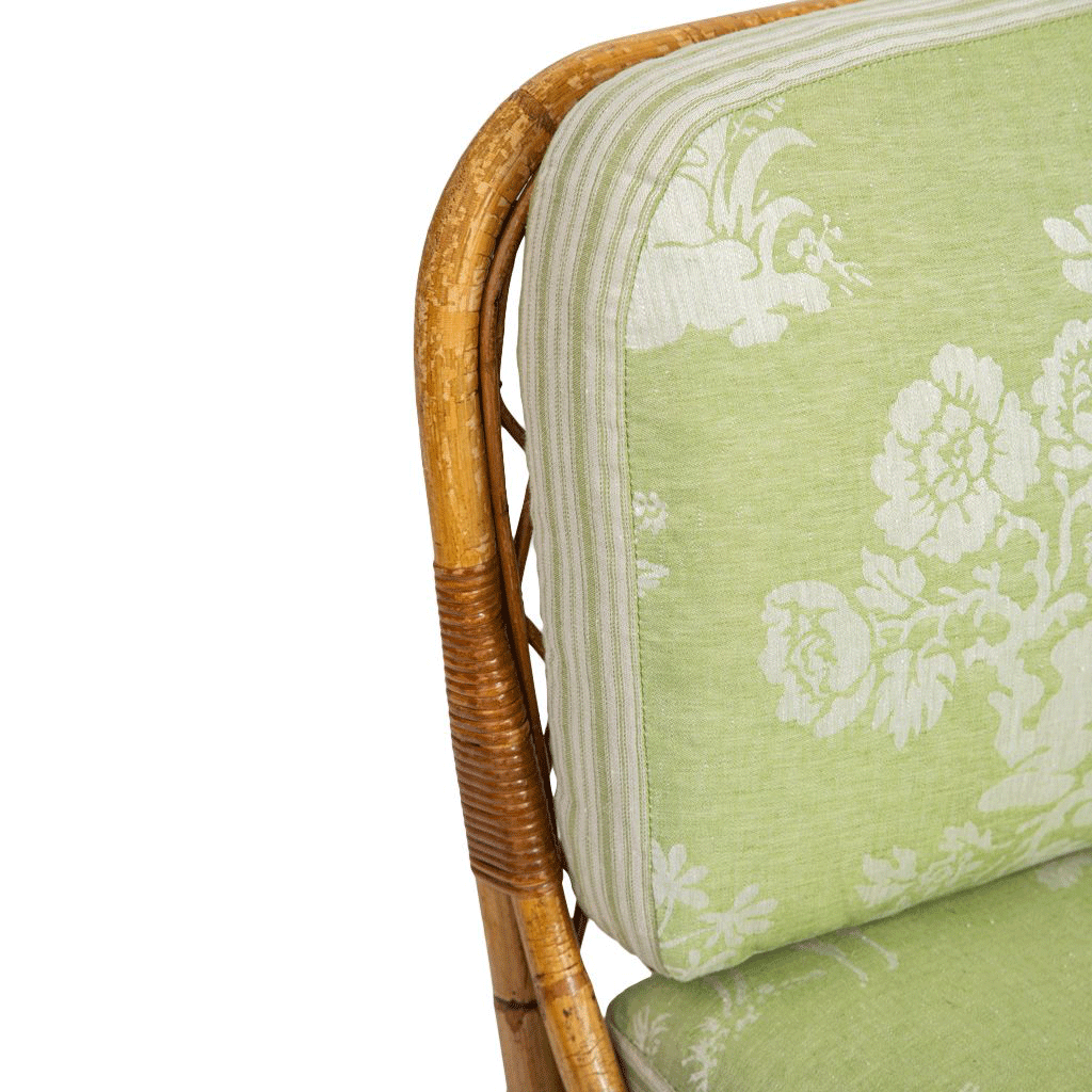 Set of Four Bamboo and Rattan Banquettes in Casa Branca Animal Kingdom Fabric