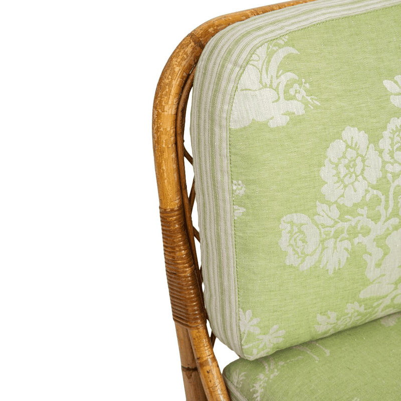 Set of Four Bamboo and Rattan Banquettes in Casa Branca Animal Kingdom Fabric