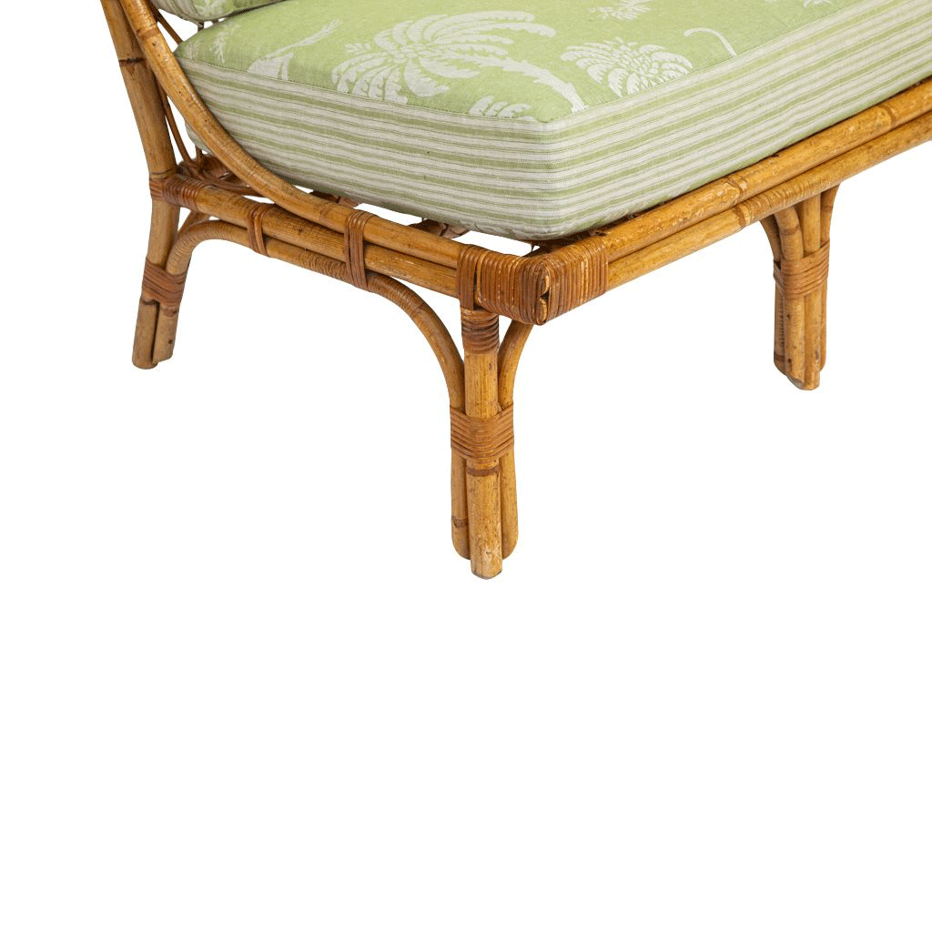 Set of Four Bamboo and Rattan Banquettes in Casa Branca Animal Kingdom Fabric