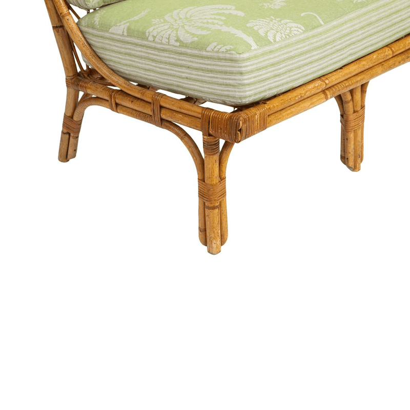 Set of Four Bamboo and Rattan Banquettes in Casa Branca Animal Kingdom Fabric