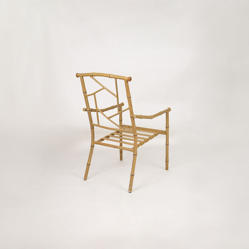 Set of 6 Painted Faux Bamboo Fretwork Patio Chairs