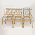 Set of 6 Painted Faux Bamboo Fretwork Patio Chairs