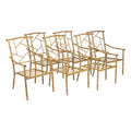 Set of 6 Painted Faux Bamboo Fretwork Patio Chairs