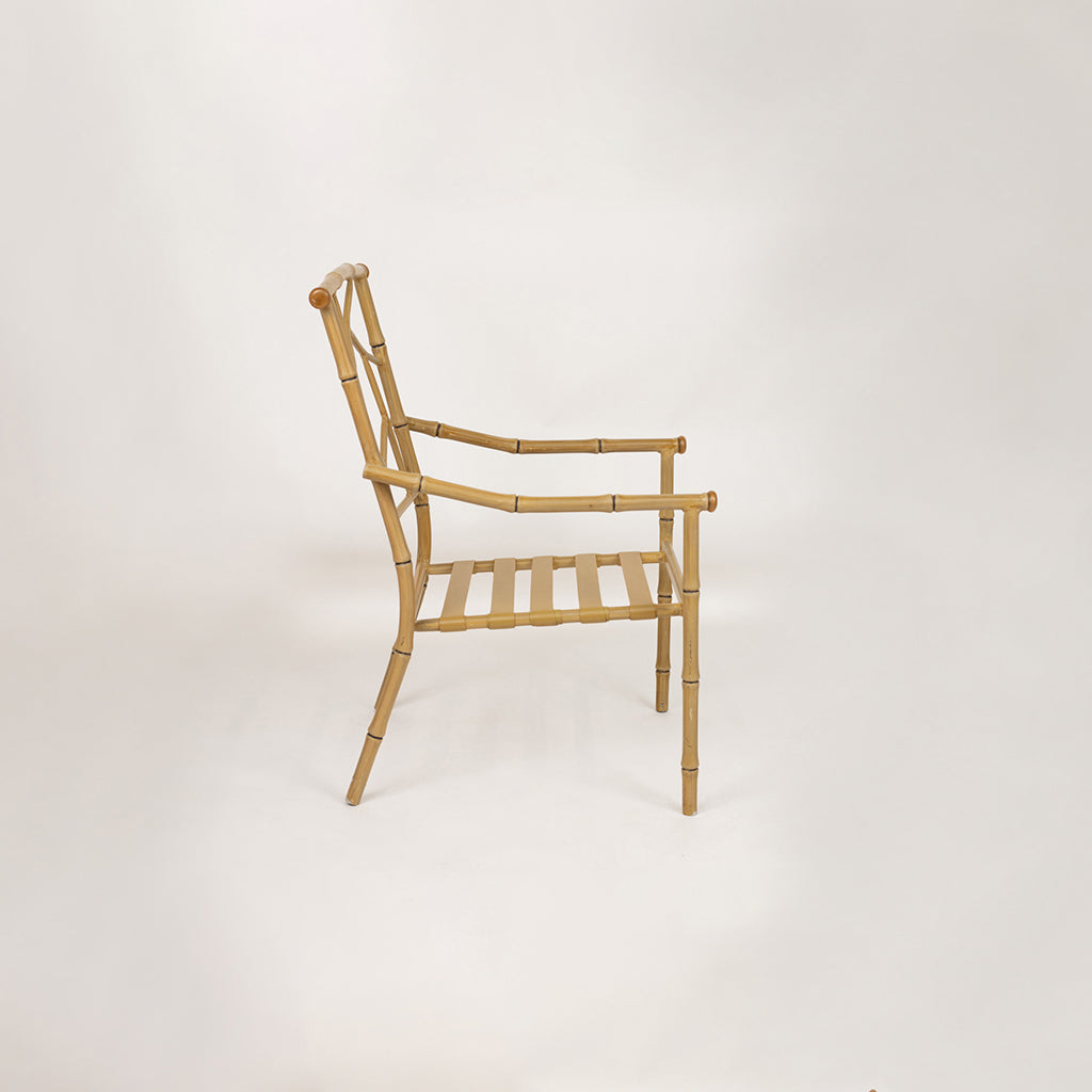 Set of 6 Painted Faux Bamboo Fretwork Patio Chairs