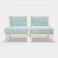 A Pair of Vintage White Lacquered Slipper Chairs attributed to T.H. Robsjohn-Gibbings