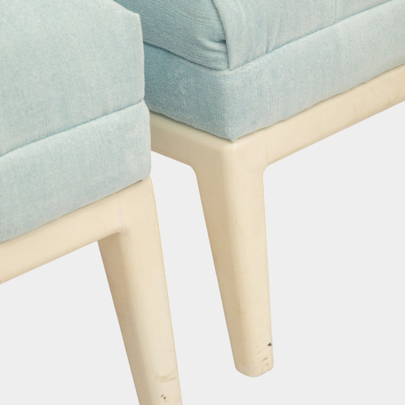 A Pair of Vintage White Lacquered Slipper Chairs attributed to T.H. Robsjohn-Gibbings