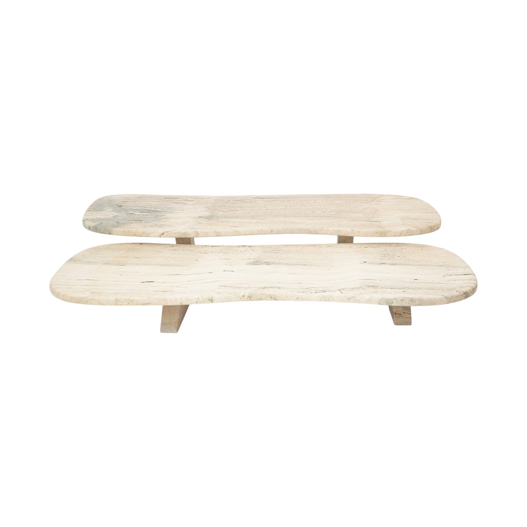 A Near Pair of Travertine Low Tables