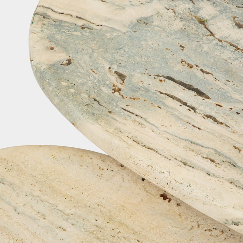 A Near Pair of Travertine Low Tables