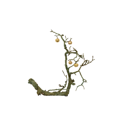 A Gilt Bronze Branch with Four Gold Leaf Apples