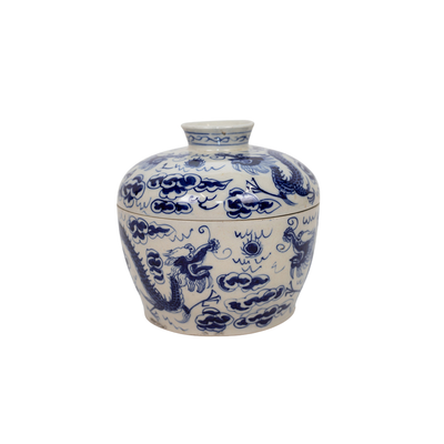 A Chinese Blue and White Porcelain Rice Bowl and Cover with Dragon Motif