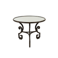 Wrought Iron Table with Antiqued Mirrored Top and Greek Key Base